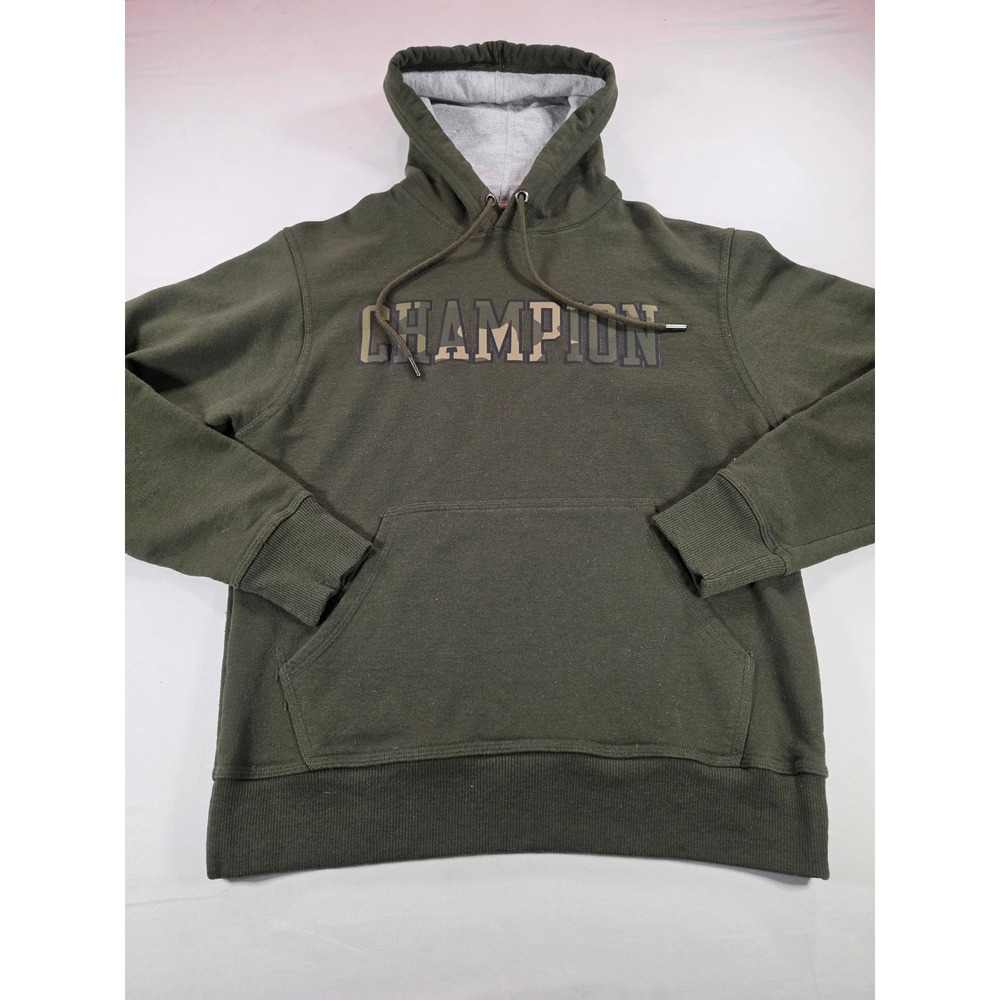 Champion Mens Olive Green Camo Logo Pullover Hoodie AW993E Small